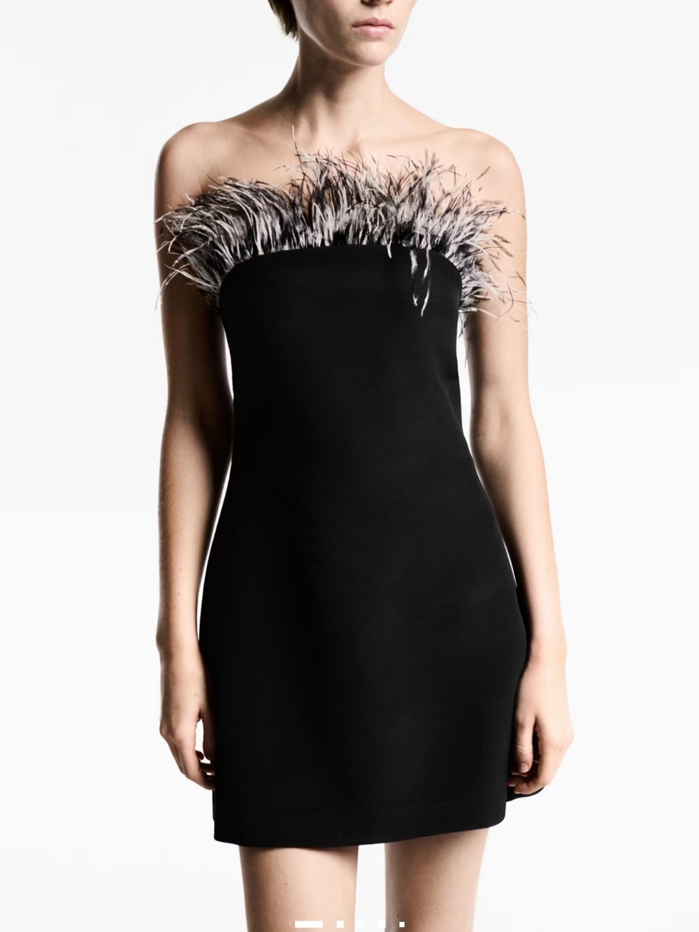 STRAPLESS DRESS WITH FEATHER DETAIL - Picture 3 of 8